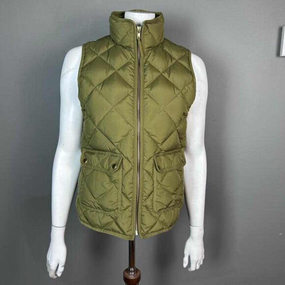 J.Crew vest women's XS excursion quilted down olive green utility‎ field hiking
